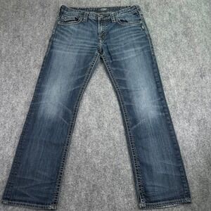 Silver Jeans Mens 34x32 (Fits 36x31) Medium Wash Nash Straight Leg Denim